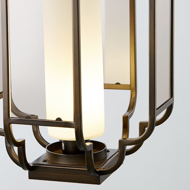 Modern New Chinese Classical Lantern Chandelier Entrance Restaurant Glass Iron Chandelier Tea Restaurant Chandelier