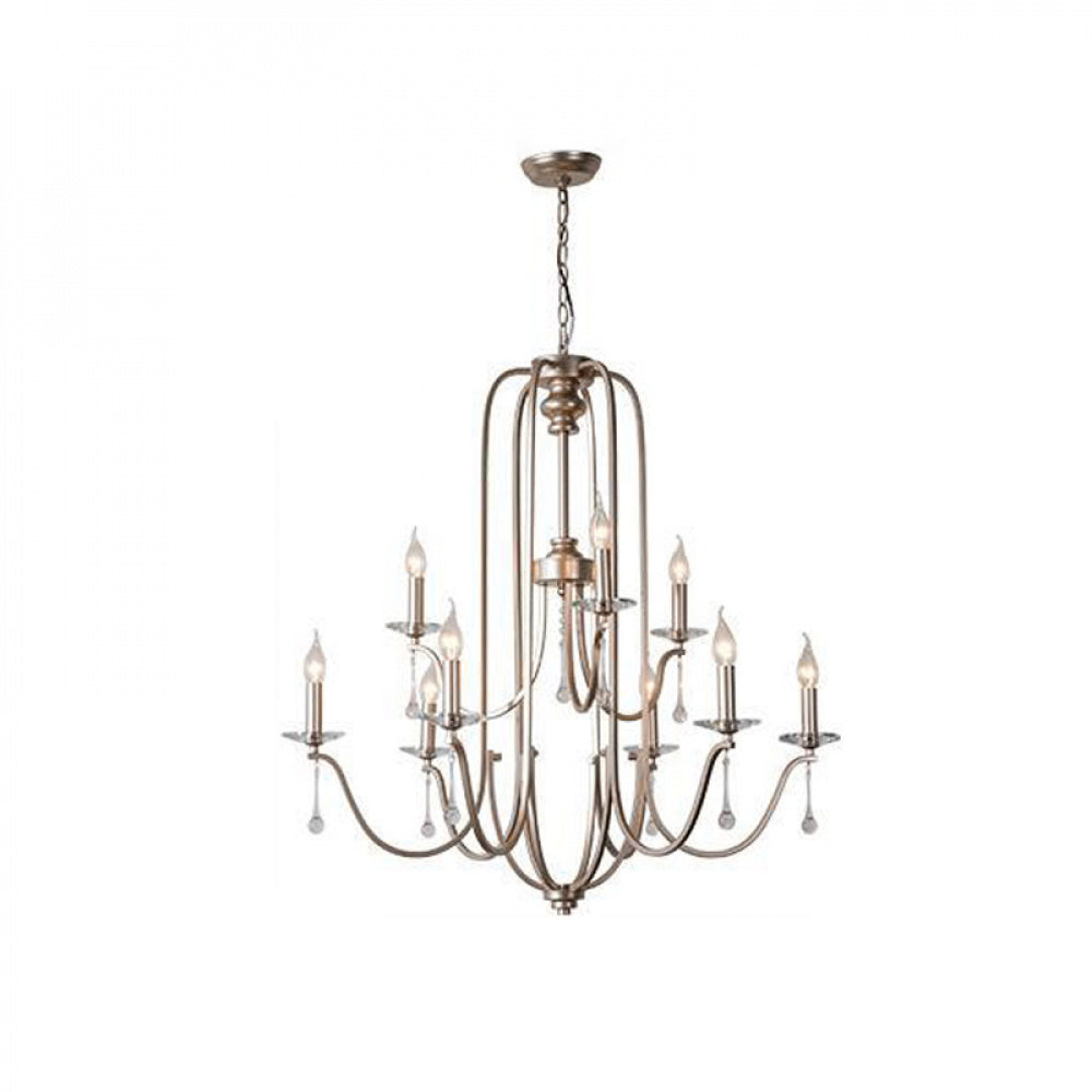 American Style Large Pendant Light for Living Room, Villa, Duplex, French Light Luxury American Iron Art Creative Crystal Homestay Restaurant Lighting